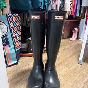 Hunter Classic Black Buckle Rain Boots